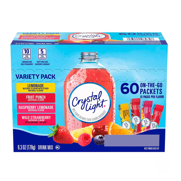 Bebida en Polvo Sabores Surtidos Crystal Light. 60 Sobres