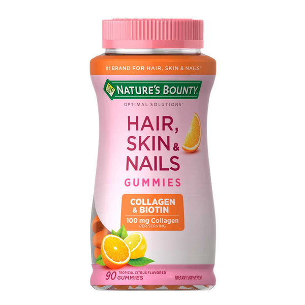 Hair, Skin and Nails Biotina + Colágeno Nature's Bounty. 90 gomitas