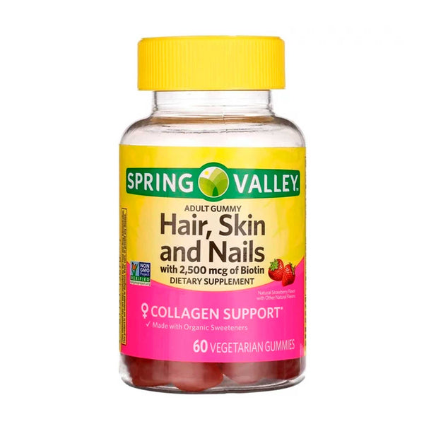 Hair, Skin and Nails Spring Valley 2500 mcg. 60 gomitas